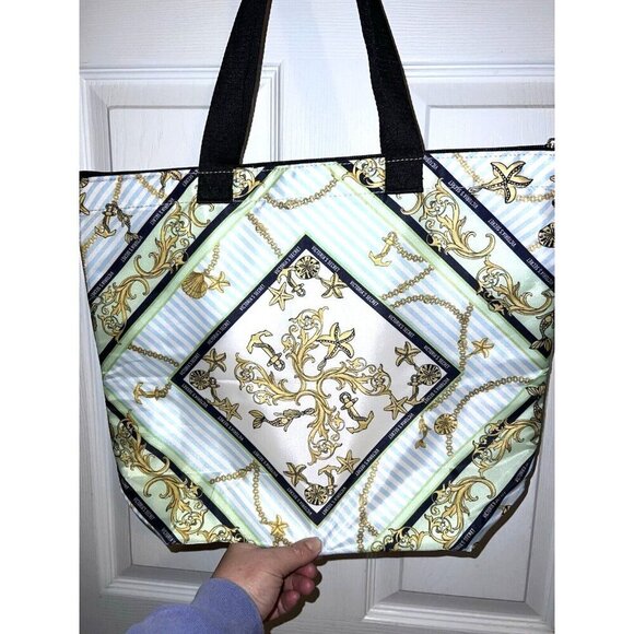 NWOT VICTORIA'S SECRET Insulated Cooler Tote Bag Zip Top Nautical Beach Themed - Picture 9 of 16